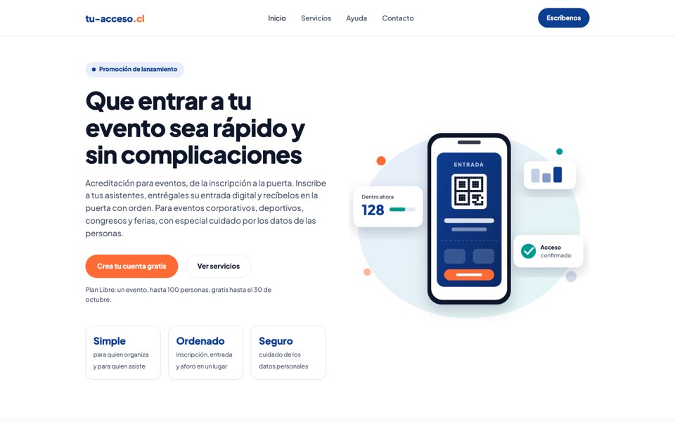 Portada de Tu-Acceso.cl en un computador