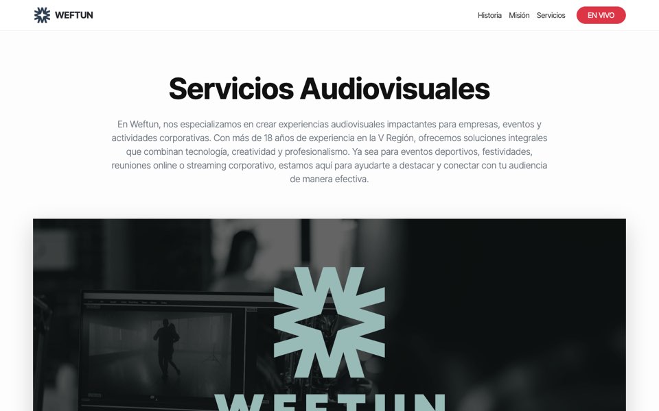 Portada de Weftun.cl en un computador